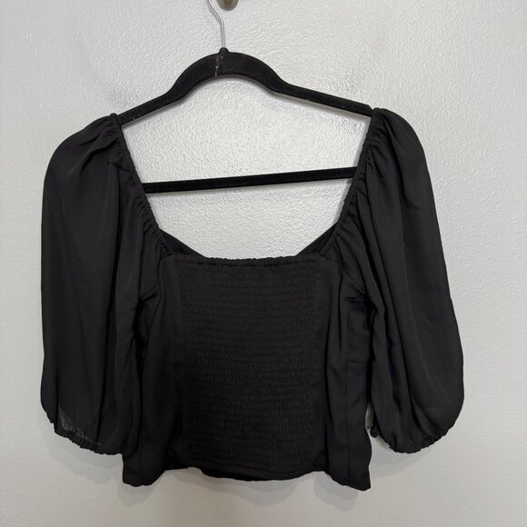 ABERCROMBIE & FITCH puff sleeve top in black size S - Picture 6 of 7